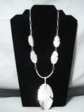 Impressive Native American Navajo Sterling Silver Feather Necklace-Nativo Arts