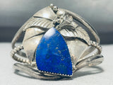 Incredible Vintage Native American Navajo Midnight Sky Lapis Sterling Silver Leaf Bracelet-Nativo Arts