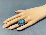 Superior Vintage Native American Navajo Kingman Turquoise Sterling Silver Ring-Nativo Arts