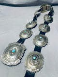 Authentic Hand Wrought Sterling Silver Vintage Native American Navajo Turquoise Concho Belt-Nativo Arts