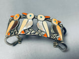Lovely Birds Vintage Native American Zuni Turquoise Sterling Silver Bracelet Old-Nativo Arts
