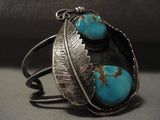 Baboom Vintage Navajo Bisbee Turquoise Native American Jewelry Silver 'Leaf Kingdom' Native American Jewelry Silver Bracelet-Nativo Arts