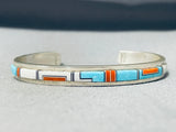Important Vintage Native American Navajo Turquoise Sterling Silver Bracelet Signed-Nativo Arts