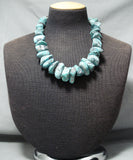 Native American Heavy Nugget 292 Gram Chunk Turquoise Sterling Silver Tubule Necklace-Nativo Arts