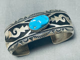 Authentic Thomas Singer Vintage Native American Navajo Turquoise Geo Sterling Silver Bracelet-Nativo Arts