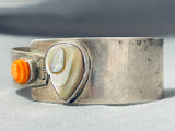 Important Vintage Signed Native American Navajo Abalone Spiny Sterling Silver Bracelet-Nativo Arts