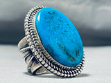 Massive Vintage Native American Navajo Blue Diamond Turquoise Sterling Silver Ring-Nativo Arts