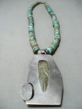 Native American Huge Heavy Vintage Sterling Silver Turquoise Necklace Old-Nativo Arts