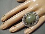 Huge Navajo Green Turquoise Intricate Sterling Silver Native American Ring-Nativo Arts