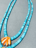 Native American Captivating Vintage Santo Domingo Kingman Turquoise Shell Necklace-Nativo Arts