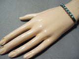 Native American Early Vintage Zuni Blue Gem Turquoise Sterling Silver Bracelet-Nativo Arts