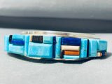 Native American Protruding Inlay Navajo Turquoise Sterling Silver Bracelet Cuff-Nativo Arts