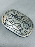 Stunning Vintage Native American Navajo Sterling Silver 2 Bears Huge Buckle-Nativo Arts