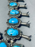 Rare Turquoise Vintage Native American Navajo Sterling Silver Squash Blossom Necklace-Nativo Arts