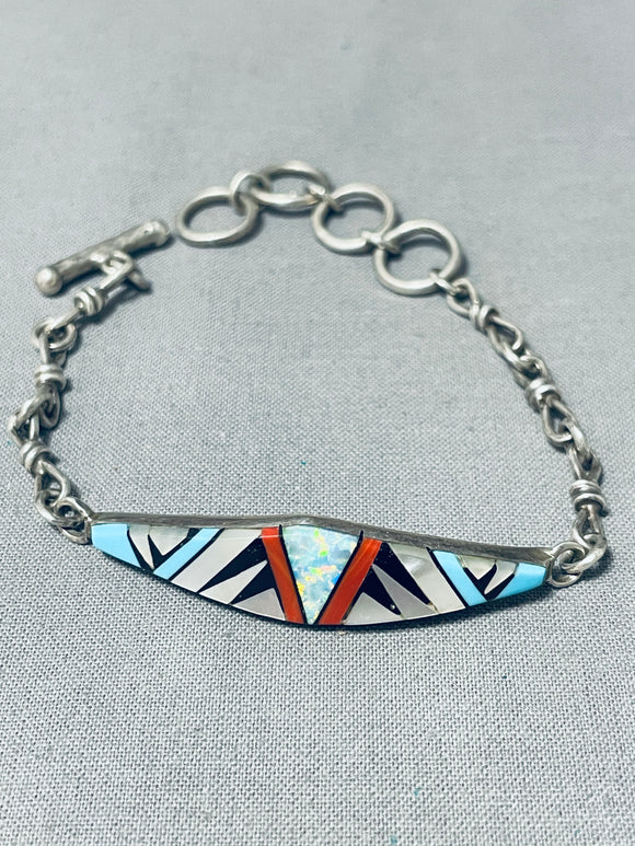 Excellent Vintage Native American Navajo Turquoise Sterling Silver Link Bracelet-Nativo Arts