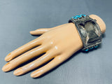 Rare Clasp Vintage Native American Navajo Turquoise Sterling Silver Watch Bracelet-Nativo Arts