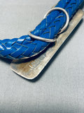 Important Vintage Native American Navajo Leroy Begay Rare Blue Bolo Tie Sterling Silver-Nativo Arts