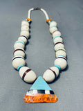 One Of The Most Unique Vintage Santo Domingo Turquoise Inlay Necklace-Nativo Arts
