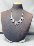 More Detailed Vintage Native American Navajo Turquoise Inlay Sterling Silver Necklace-Nativo Arts
