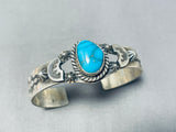 Dynamic Vintage Native American Navajo Blue Gem Turquoise Sterling Silver Bracelet Signed-Nativo Arts