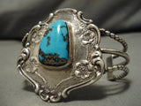 Incredible Vintage Native American Navajo Morenci Turquoise Sterling Silver Bracelet Old Cuff-Nativo Arts