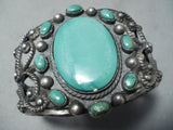 Very Rare Massive Vintage Native American Navajo Cerrillos Turquoise Sterling Silver Bracelet-Nativo Arts