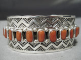 Impressive Native American Navajo Corals Sterling Silver Large Bracelet-Nativo Arts