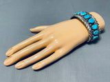 Ben Touchine Rare Vintage Native American Navajo Morenci Turquoise Sterling Silver Bracelet-Nativo Arts