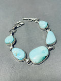 Superior Vintage Native American Navajo 5 Royston Turquoise Sterling Silver Bracelet-Nativo Arts
