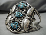 Museum Quality!! Vintage Native American Navajo High Grade Turquoise Sterling Silver Bracelet-Nativo Arts