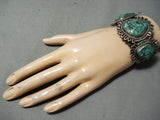 Heavy Huge Vintage Native American Navajo Carico Lake Turquoise Sterling Silver Bracelet-Nativo Arts