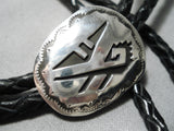 Wonderful Navajo Handcarved Sterling Silver Bolo Native American-Nativo Arts