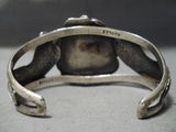 Vivid Blue Vintage Native American Navajo Sterling Silver Leaf Bracelet Old-Nativo Arts