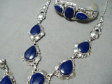 Amazing Native American Navajo Lapis Sterling Silver Necklace Earring Bracelet Ring Set-Nativo Arts