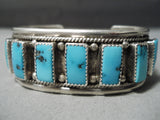 Superior Vintage Native American Navajo Turquoise Sterling Silver Bracelet Old-Nativo Arts