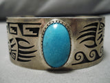 Rare Vintage Hopi/ Native American Navajo Domed Turquoise Sterling Silver Bracelet Old-Nativo Arts