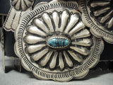 Rare Turquoise Vintage Native American Navajo Hand Tooled Sterling Silver Concho Belt-Nativo Arts