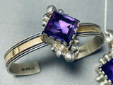 Rare Vintage Native American Navajo Amethyst Sterling Silver Bracelet Necklace Ring Set-Nativo Arts