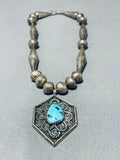Choker Vintage Native American Navajo Godber Turquoise Sterling Silver Necklace-Nativo Arts