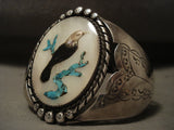 Bald Eagle Huge Vintage Navajo Turquoise Native American Jewelry Silver Bracelet-Nativo Arts