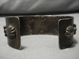 Basalt And Bisbee Turquoise Vintage Native American Navajo Sterling Silver Bracelet Old-Nativo Arts