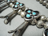 Women's Turquoise Vintage Native American Navajo Sterling Silver Squash Blossom Necklace-Nativo Arts