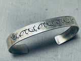 Symbolic Vintage Native American Navajo Yei Sterling Silver Bracelet Cuff-Nativo Arts