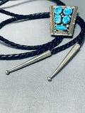Stunning Vintage Native American Navajo 5 Morenci Turquoise Sterling Silver Bolo-Nativo Arts