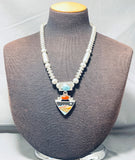 Native American Important Comanche Apache Turquoise Inlay Vintage Sterling Silver Necklace-Nativo Arts