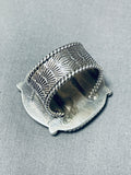 Magnificent Vintage Native American Navajo Signed Royston Square Sterling Silver Huge Ring-Nativo Arts