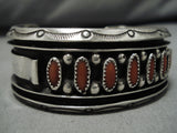 Opulent Vitnage Navajo Coral Sterling Silver Native American Bracelet Old Cuff-Nativo Arts
