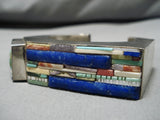 Native American Important Vintage Santo Domingo Turquoise Inlay Sterling Silver Bracelet-Nativo Arts