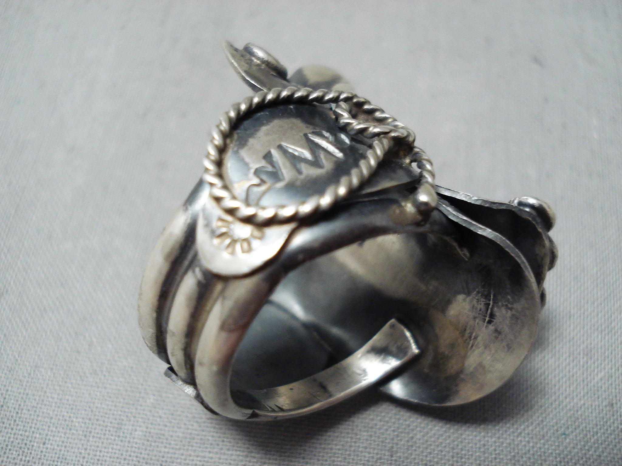 Tim Yazzie Navajo Sleeping Beauty Sterling Silver Saddle Ring