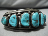 Important Vintage Native American Navajo Orville Tsinnie Turquoise Sterling Silver Bracelet Old-Nativo Arts